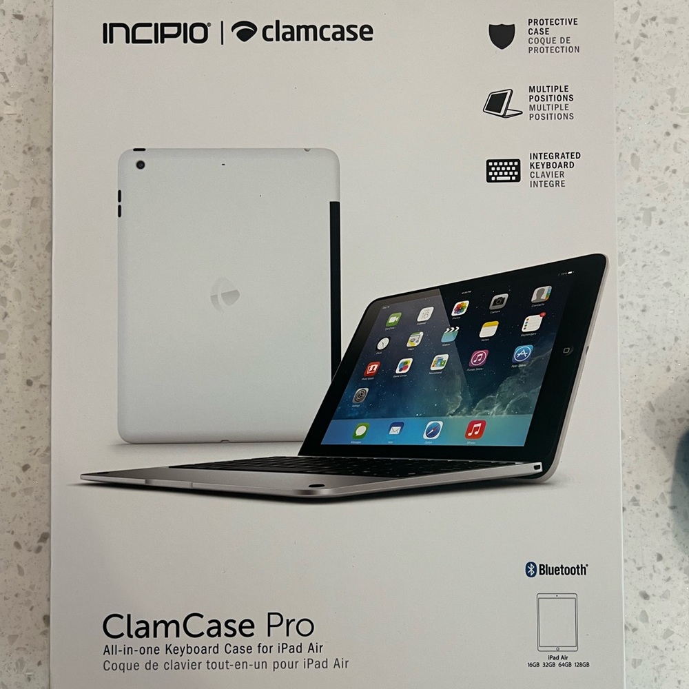 Incipio ClamCase Pro White and Black Keyboard Case for iPad Air